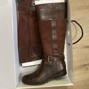 Anne Klein dark brown leather/suede riding boot
